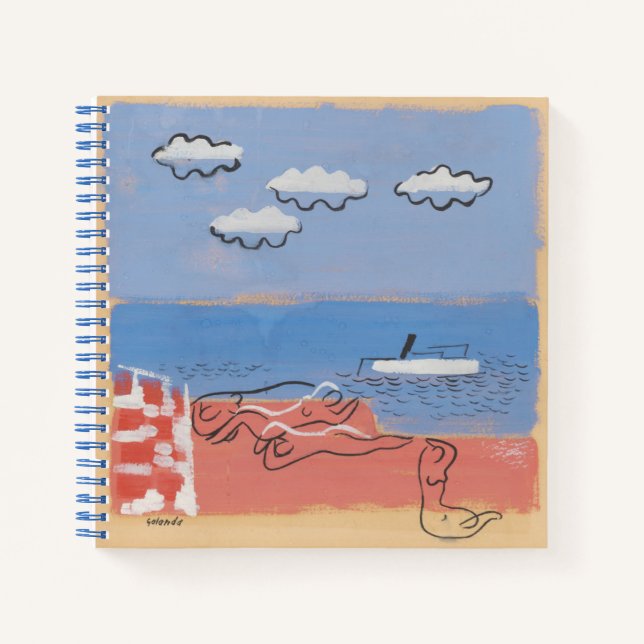 Summer Beach, Sand and Blue Sky Contemporary Art  Notebook (Front)