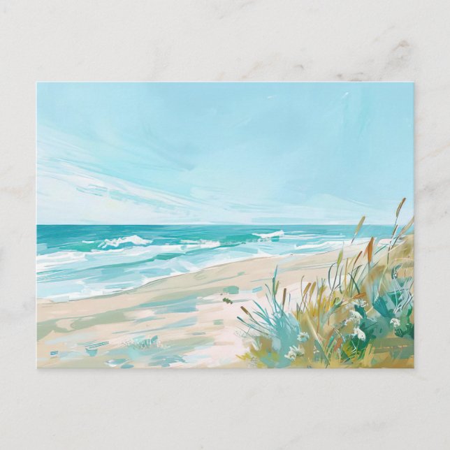 Summer Beach Scene Coastal Art Postcard  (Front)