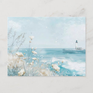 Summer Beach Scene Coastal Art Postcard 