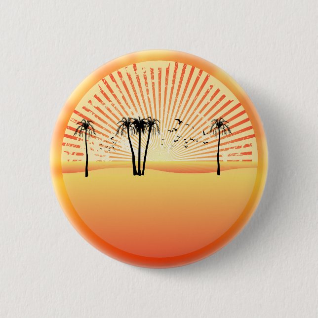 Summer Beach Scene: Vector Drawing 6 Cm Round Badge (Front)