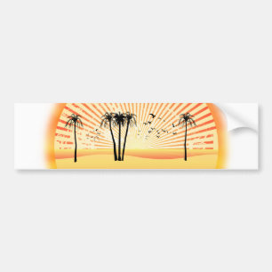 Summer Beach Scene: Vector Drawing Bumper Sticker