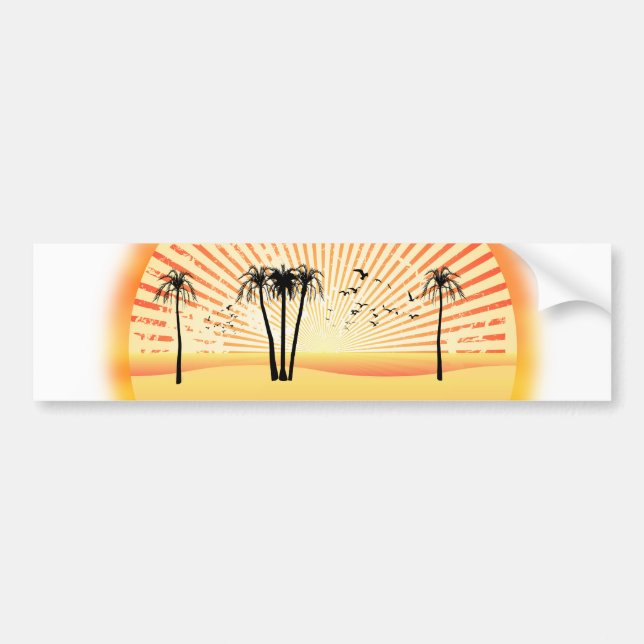 Summer Beach Scene: Vector Drawing Bumper Sticker (Front)