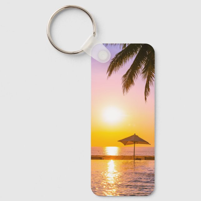 Summer Beach Scene With Sea Key Ring (Front)
