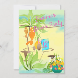 Summer beach sea cafe bar cocktail party day sun p invitation