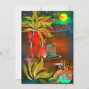 Summer beach sea cafe bar cocktail party night moo invitation