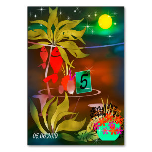 Summer beach sea cafe bar cocktail party night moo table number