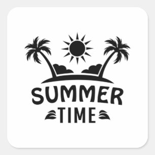 Summer Beach Sea Sun Vacation Cool Funny Gift Idea Square Sticker