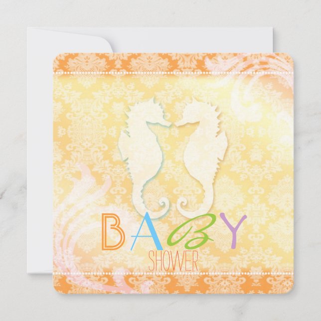 Summer Beach Seahorse Baby Shower Invitation (Front)