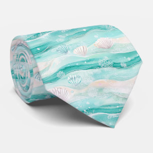 Summer Beach Seashell Pattern Tie