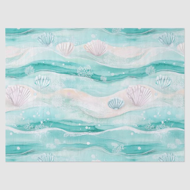 Summer Beach Seashell Pattern Tissue Paper (Front)