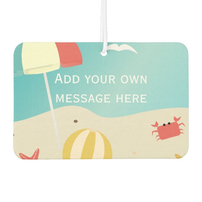Summer Beach Seaside Holiday Custom Text Car Air Freshener (Front)