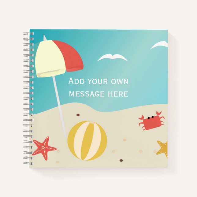 Summer Beach Seaside Holiday Custom Text Notebook (Front)