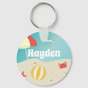 Summer Beach Seaside Holiday Personalised Key Ring