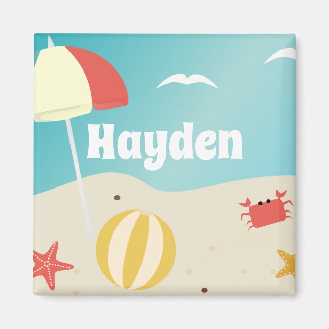 Summer Beach Seaside Holiday Personalised Magnet (Front)