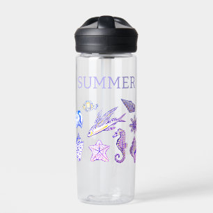 Summer beach sehorses water bottle