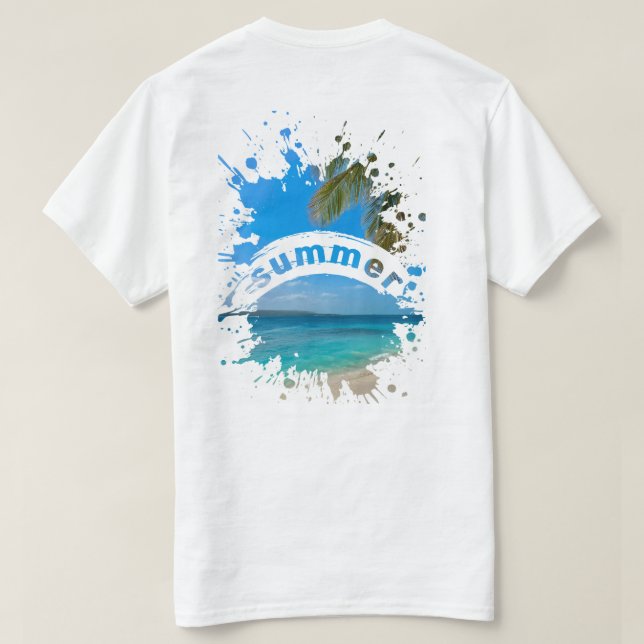 Summer Beach Splash Illustration T-Shirt (Design Back)