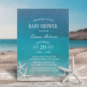 Summer Beach Starfish Luau Baby Shower Invitation