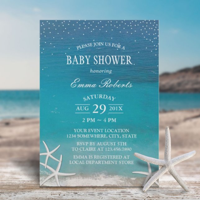 Summer Beach Starfish Luau Baby Shower Invitation (Creator Uploaded)