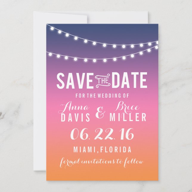 Summer Beach String Light Save The Date (Front)