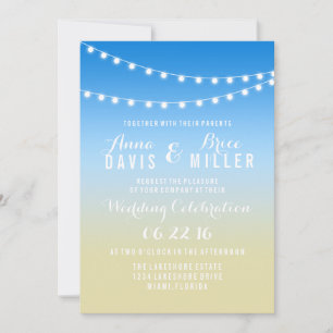 Summer Beach String Light Wedding Invites