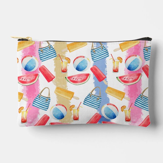 Summer Beach Stripes Accessory Pouch (Front)
