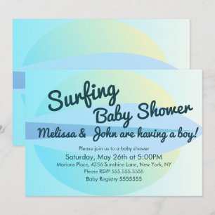 Summer Beach Surfing Baby Shower Invitation