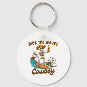 Summer Beach Surfing Lover Western Rides The Waves Key Ring