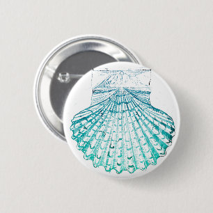 summer beach teal blue watercolor mermaid seashell 6 cm round badge