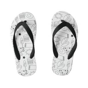 Summer Beach Theme Outlines Pattern Kid's Thongs