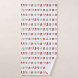 Summer Beach Theme Sandals Pattern Flip Flops Bath Towel