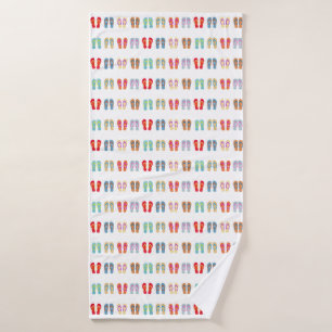 Summer Beach Theme Sandals Pattern Flip Flops Bath Towel