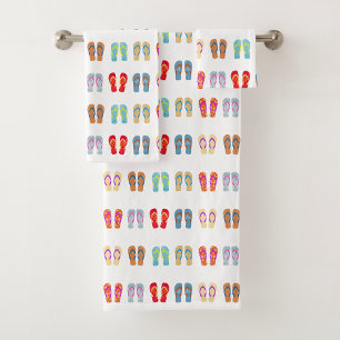 Summer Beach Theme Sandals Pattern Flip Flops Bath Towel Set