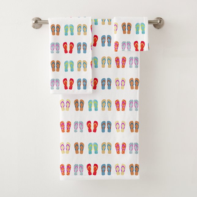 Summer Beach Theme Sandals Pattern Flip Flops Bath Towel Set (Creator Uploaded)