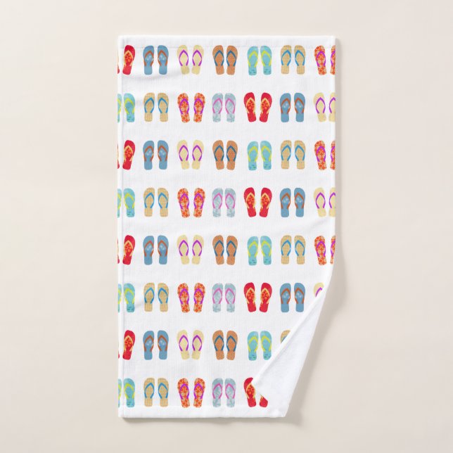 Summer Beach Theme Sandals Pattern Flip Flops Hand Towel (Hand Towel)