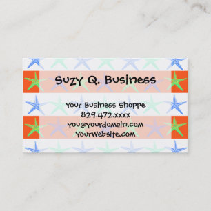 Summer Beach Theme Starfish on Orange Stripes Business Card