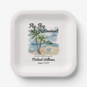 Summer Beach Themed Flip Flop Retirement Party Paper Plate
