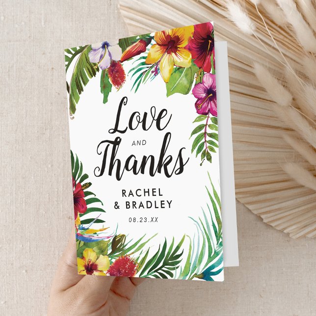 Summer Beach Tropical Floral Wedding Thank You Card (Creator Uploaded)