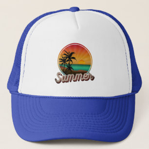 SUMMER BEACH TROPICAL NATURE TRUCKER HAT