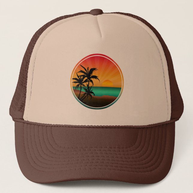 SUMMER BEACH TROPICAL  TRUCKER HAT (Front)