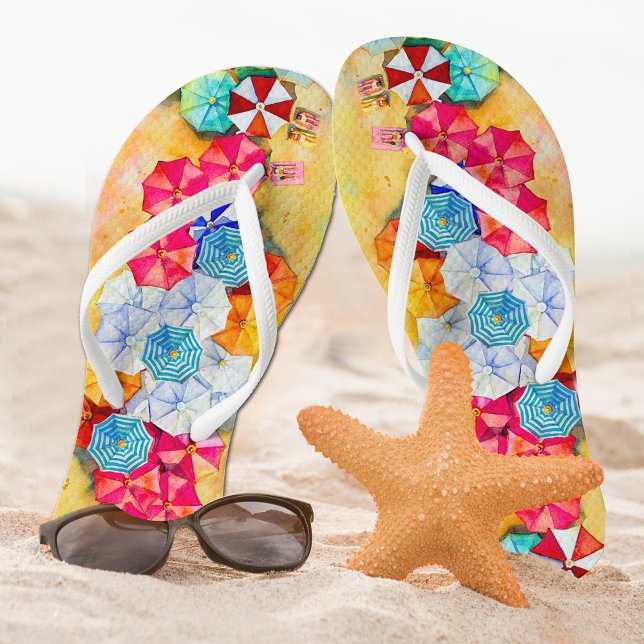 Summer Beach Umbrellas Thongs (Creator Uploaded)