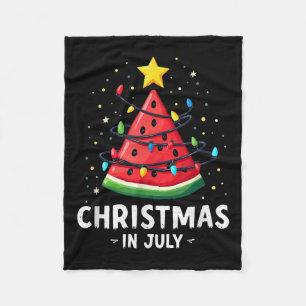 Summer Beach Vacation Christmas In July Watermelon Fleece Blanket