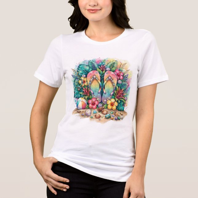 Summer Beach Vacation Floral Graphic Tee (Front)