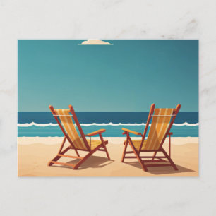 Summer beach vacation postcard