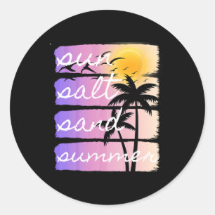 Summer Beach Vacation Salt Sun Sand Sunset Cruise Classic Round Sticker