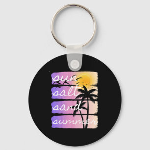 Summer Beach Vacation Salt Sun Sand Sunset Cruise Key Ring