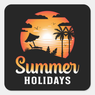 Summer Beach Vacation Sea Surf Cool Sun Funny Gift Square Sticker