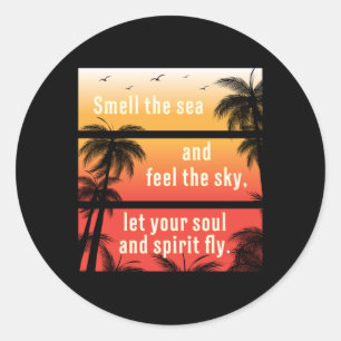 Summer Beach Vacation Surf Cool Sea Sun Funny Gift Classic Round Sticker