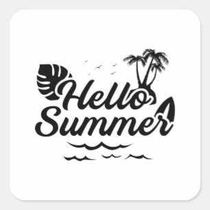 Summer Beach Vacation Surf Sea Sun Funny Gift Idea Square Sticker