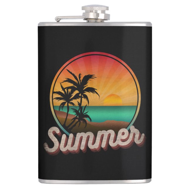 SUMMER BEACH VINTAGE HIP FLASK (Front)