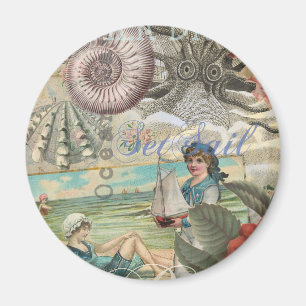 summer beach vintage octopus antique sailing magnet